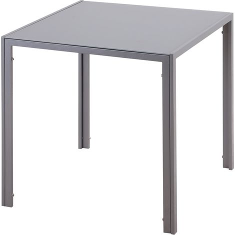 Mesa De Comedor Mesa De Cocina Cuadrada Para 4 Personas, Mesa De Salón Con Tablero De Cristal Templado, Para Cocina, Comedor, Gris