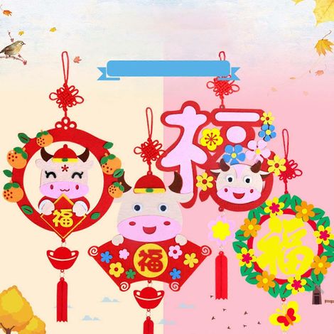 Kit de bricolage pour pendentif suspendu du Nouvel An 2022, ornement de prière pour l'année du Tigre, décoration pour la fête du printemps à la maison - 7 (1/4)