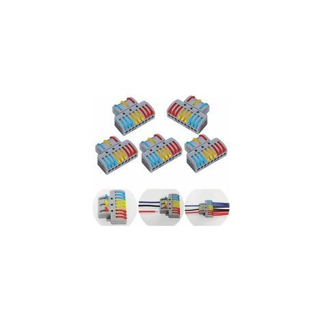 Lot de 6 bornes électriques à levier, connecteur rapide 3-6 mm² – (1/5)