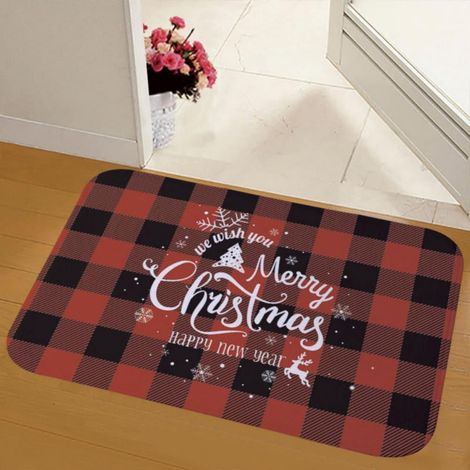 Tapis De Bain - Motif Plaid Buffalo Rouge Noir - Antidérapant Absorbant - Pour Salle De Bain Cuisine Entrée - 40 X 60 Cm (1/5)