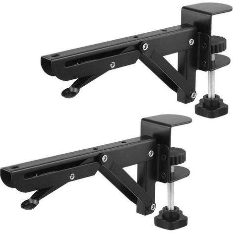 Set di due supporti estensibili da scrivania con clip di montaggio e supporto pieghevole per scrivanie con spessore da 1 a 5 cm. (1/5)