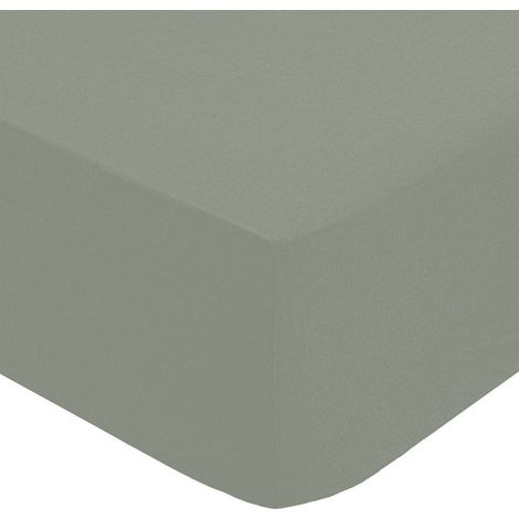 Drap housse 1 Personne en percale de Coton Vert Tilleul 90 x 190 cm - Atmosphera