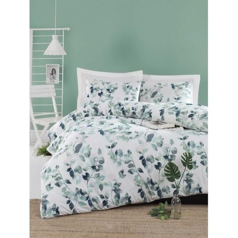 Bettwäsche - 1 Bettbezug 220 x 240 cm + 2 Kissenbezüge 60 x 60 cm - 65% Baumwolle, 35% Polyester - Grün