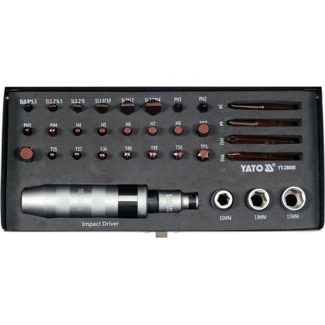 Yato YT-28000, juego de 32 destornilladores de impacto, 1/2", 168 mm, herramienta profesional, alta calidad, ideal para trabajos exigentes