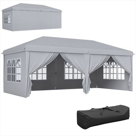 Store banne Tonnelle barnum pliante 6 x 3 m gris clair 4 parois (1/5)