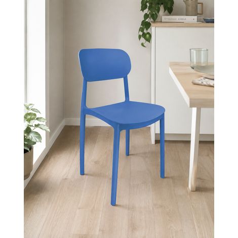 Sedia Impilabile in Polipropilene Blu h 75,5 cm Leggera Design Moderno - Mood Domo Mea