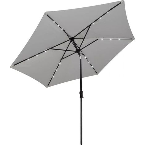 Parasol en porte-à-faux avec LED 3 m Blanc sable (1/5)