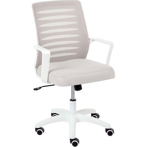 Silla de oficina con altura ajustable giratoria respaldo reclinable tapizado en malla gris claro Radiant