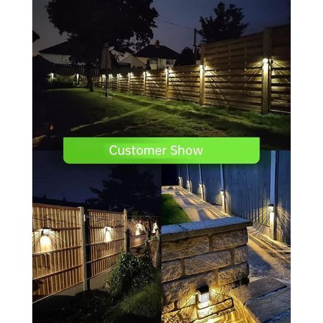 Lampe solaire, éclairage de terrasse solaire pour clôture - Appliques murales LED solaires sans fil, étanchéité IP54, mode respiration/fixation, éclairage solaire automatique pour terrasse (1/5)