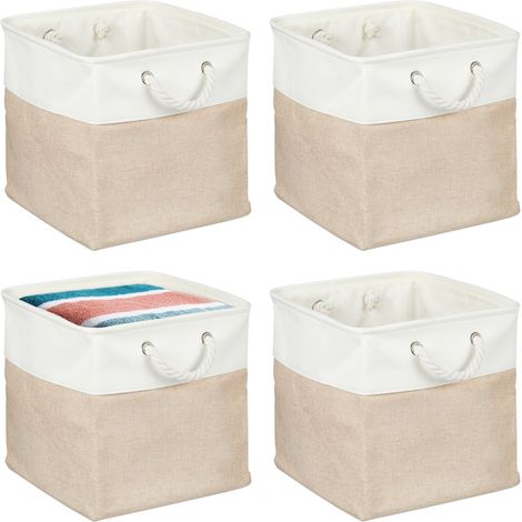 Set di 4 cestini portaoggetti in lino - Organizzatori multiuso