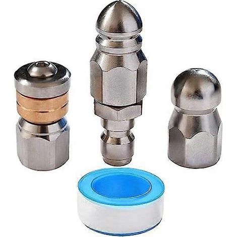 3 Pics Buse Hydrocurage Rotative Bouton Nez pour Nettoyage Canalisation, Haute Pression, Kit de 3 Pièces (1/5)