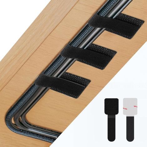 Pack of 50 self-adhesive cable management straps for under-desk cable organization, self-adhesive hook and loop, wire organizer for TV, PC, laptop, Ethernet, office, black, size S (1/5)