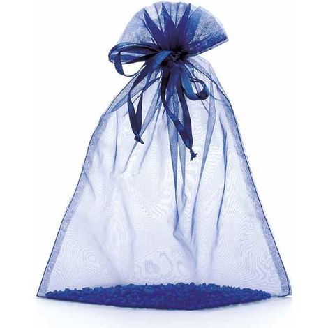 Sacchetto in organza blu con coulisse di chiusura in raso è una soluzione pratica e veloce, set da 30 pezzi, cm 23x30H (al tirante 24,5)
