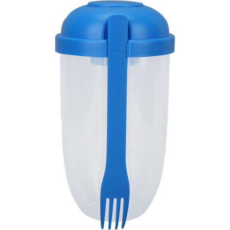 Shaker à Salade Portable avec Fourchette - Récipient Repas Sain pour Légumes et Petit-déjeuner - Bleu (1/5)