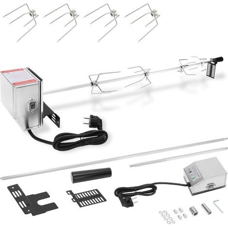 SWANEW Drehspieß für Gasgrill Grillspieß Set inkl. 4X Fleischnadeln und Edelstahl Motor 220V - 240V Universal Einsetzbar aus Edelstahl Elektrischer BBQ (1/5)