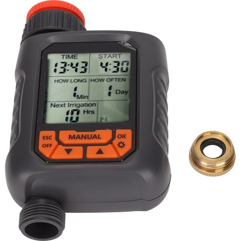 Minuterie d'arrosage G3/4, étanche IP65, grand écran LCD, contrôleur d'irrigation numérique avec adaptateur en cuivre