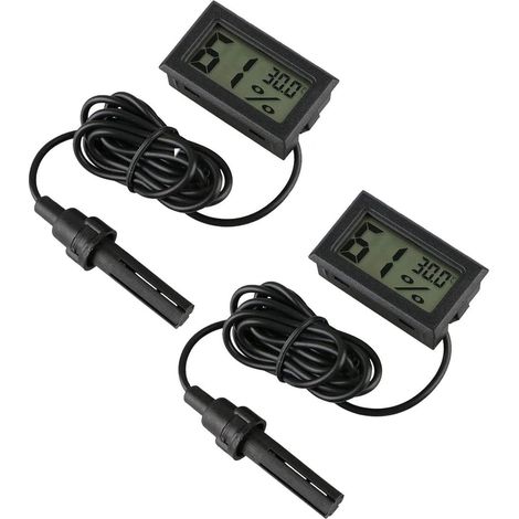 Thermomètre et hygromètre numériques, lot de 2, hygromètre, thermomètre, mini-sonde, thermomètres, appareil de mesure de température et d'humidité, pour reptiles, incubateur, aquarium, volaille, burea (1/5)