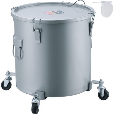 VEVOR Recolector de grasa y aceite usado sobre ruedas, 37,8 L, recipiente de aceite de acero al carbono para freidora, recipiente de aceite con tapa, pinzas de bloqueo, bolsa de filtro