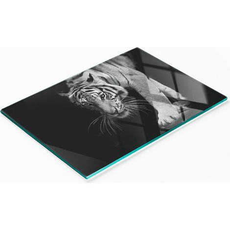 Planche décorative multifonctionnelle de cuisine en verre trempé, motif tigre, 80 x 52 cm (1/5)
