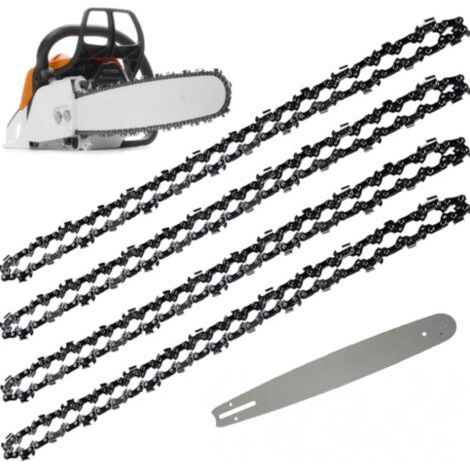Guide-chaîne et 4 chaînes de tronçonneuse 52 maillons – Pas 3/8' – Jauge 0,05' – Pour coupe précise bois dur 14' (35 cm) (1/4)
