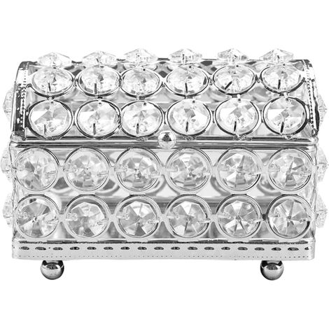 Schmuckkästchen aus Kristall mit Deckel, Aufbewahrungsbox für Make-up, Ohrringe, Ringe, Schmuck, Schmuckstücke, Silber (1/5)