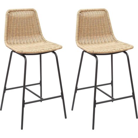 Barhocker-Set aus Metall und Inselhocker mit Rattansitz 65cm KUTA