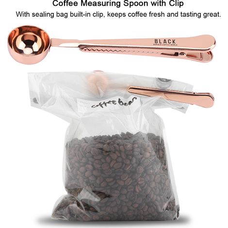 Multifunktionaler Messlöffel aus Edelstahl für gemahlenen Kaffee mit Beutelverschlussclip (1/5)