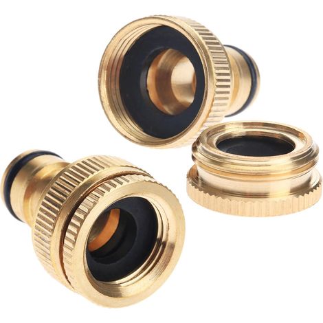 Lot de 2 connecteurs de tuyau en laiton 2 en 1, 1,27 cm et 1,9 cm BSP pour tuyau d'arrosage, adaptateur de robinet de jardinage pour tuyau de jardinage, machine à laver (1/5)