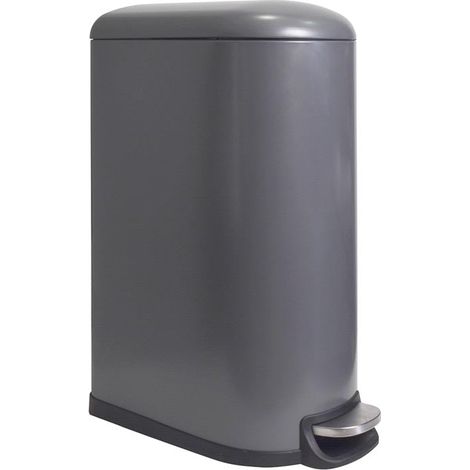 Perel Poubelle à pédale métallique avec seau amovible, base solide antidérapante et pédale renforcée, idéale pour la maison et le bureau, capacité de 40 litres, rectangulaire 64,5 x 28,5 x 47 cm, gris