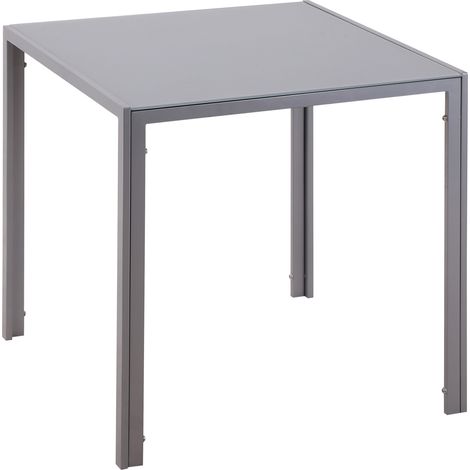 Table à manger, table de cuisine, table en verre, table carrée, plateau en verre, design compact, grise (1/5)