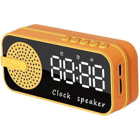 Mini-réveil numérique avec miroir, minuteur, horloge sans fil rechargeable, alarmes, haut-parleur, caisson de basses, horloge LED de bureau A (1/5)