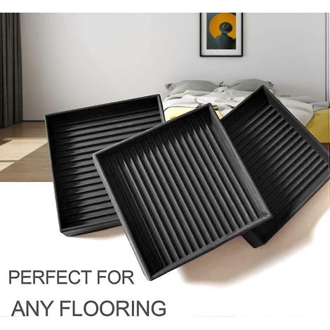 Lot de 8 coupelles noires pour roulettes de meubles - Patins antidérapants pour parquets - Pieds de meubles en caoutchouc antidérapants pour sols durs (1/4)