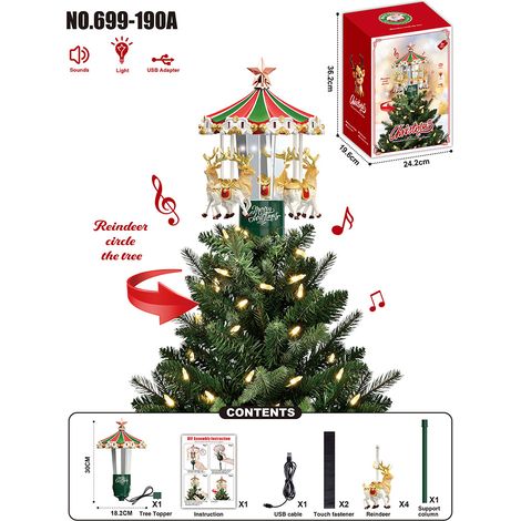 Treno di Natale Elettrico Retrò con Luci Sospese e Musica Festiva, Decorazione Elegante in Metallo con Renna e Albero, Ideale per Casa e Vetrine (1/5)