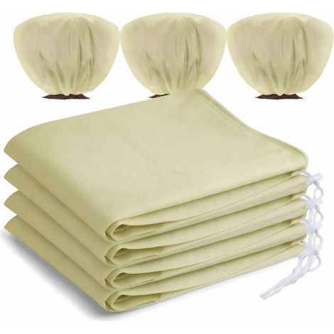 Lot de 4 housses de protection hivernale pour plantes – 100 x 60 cm – Tissu non tissé – Housses d'hivernage pour arbres fruitiers (1/4)