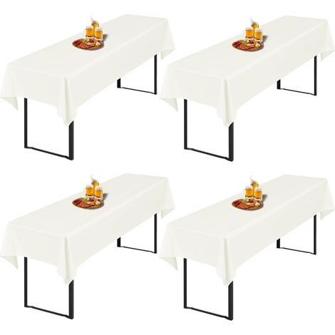 Lot de 4 nappes de table de bière 250x100cm Ivoire, facile d'entretien & lavable