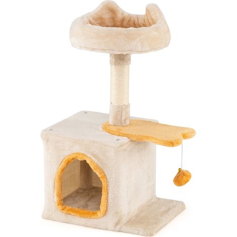Katzenbaum mit fischförmiger Plattform, Sisalstämmen und Plüschsitz