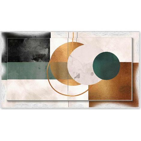 Lupia - Quadro moderno su Tela con Cornice stampata NEWEXT 75x135 cm MINIMALISM stampa tela in cotone e cornice legno mdf, geometrie astratte, per soggiorno, camera da letto, cucina, ufficio (1/4)