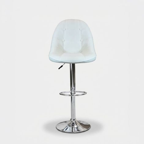 Taburete regulable de polipiel y metal Flynn - Blanco (1/5)