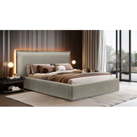 Polsterbett Doppelbett Bett AMADA 180x200cm in Stoff Ditra Graubeige (1/5)