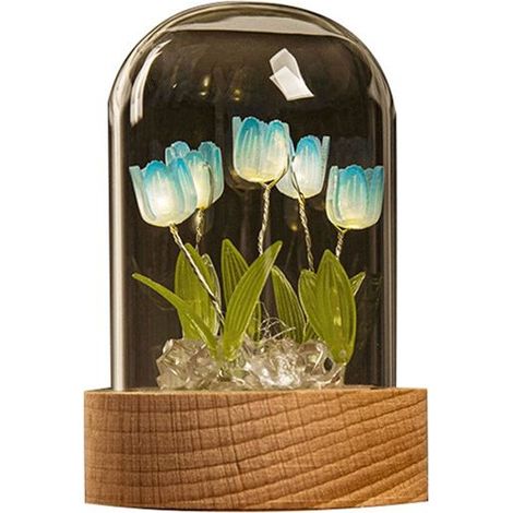 DIY-Tulpen-Nachtlicht: Materialien für die Tischlampe „Tulpen-Mädchen“ für das Wohnzimmer, romantische Atmosphäre – Blau