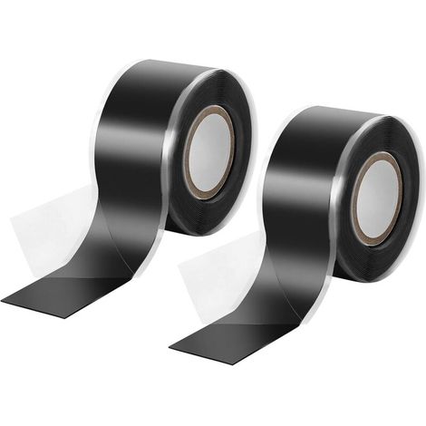 2x 3m de Ruban en silicone auto-fusionnant (auto amalgamant), ruban isolant et bande d'étanchéité (eau, air), 25 mm de large, noir (1/3)