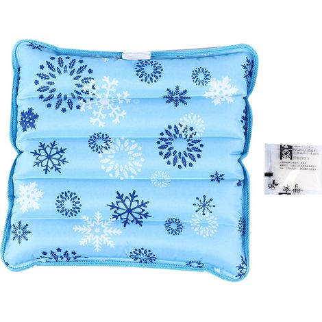 Oreiller de glace épaissi coussin d'eau doux rafraîchissant pour maison voyage 36x36cm flocon de neige (1/5)