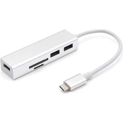USB-C-Hub, Multiport-Dockingstation mit SD-Kartenleser und USB-C-zu-USB-C-Hub, 5-in-1-USB-Hub mit 3 USB-3.0-Anschlüssen und Speicherkartenleser (1/5)