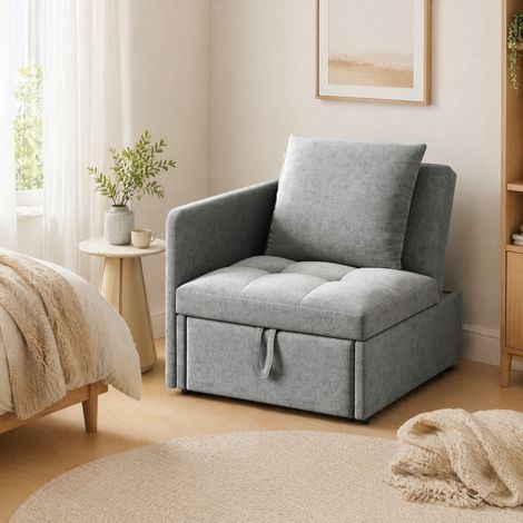 Divano letto 3 in 1 multifunzione, 177 x 68 x 65 cm, schienale regolabile, grigio DESVIAE (1/5)