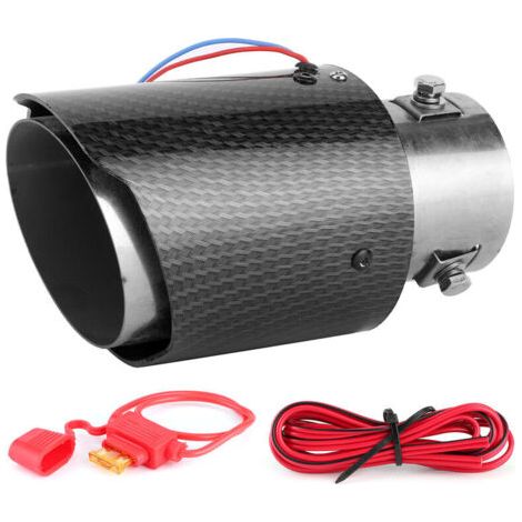 Tuyau d'échappement Queue Gorge Silencieux LED Astuce Garniture Voiture Remplacement Entrée 63mm Sortie 90mmLumière Bleue (1/4)