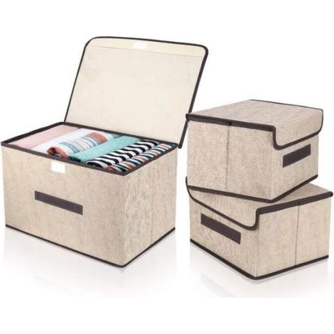 Boites de Rangement en Tissu Pliable, Caisses de rangement avec couvercle e Poignées pour Jouets, Vetement, Livres,Lot de ENEVAOCT (1/4)