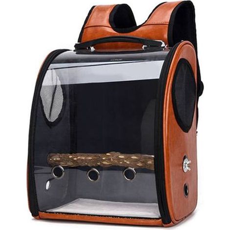 Sac à dos d'extérieur pour oiseaux avec mangeoire, cage de transport pour perroquet, sac avec perchoir en bois, sac à dos de transport pour animaux de compagnie. (1/5)