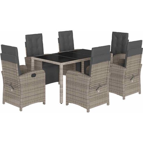 Maison Exclusive - Set comedor jardín 7 pzas y cojines ratán sint (1/5)