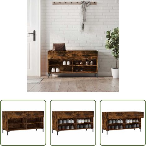 Schuhregal - Schuhbank Räuchereiche 102x35x55 cm Holzwerkstoff (1/5)