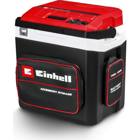 Einhell Akku-Kühlbox TE-COL 18/27 Li-Solo Power X-Change (18 V, 27 Liter, Kühlen und Warmhalten, Hybrid 12 V für Auto, 230 V Stromanschluss, inkl. Taschen, ohne Akku)